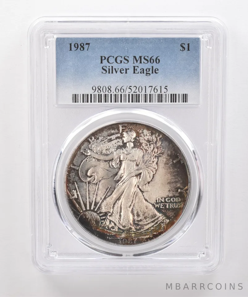 1987 American Silver Eagle MS66 PCGS Beautiful Tone *1988