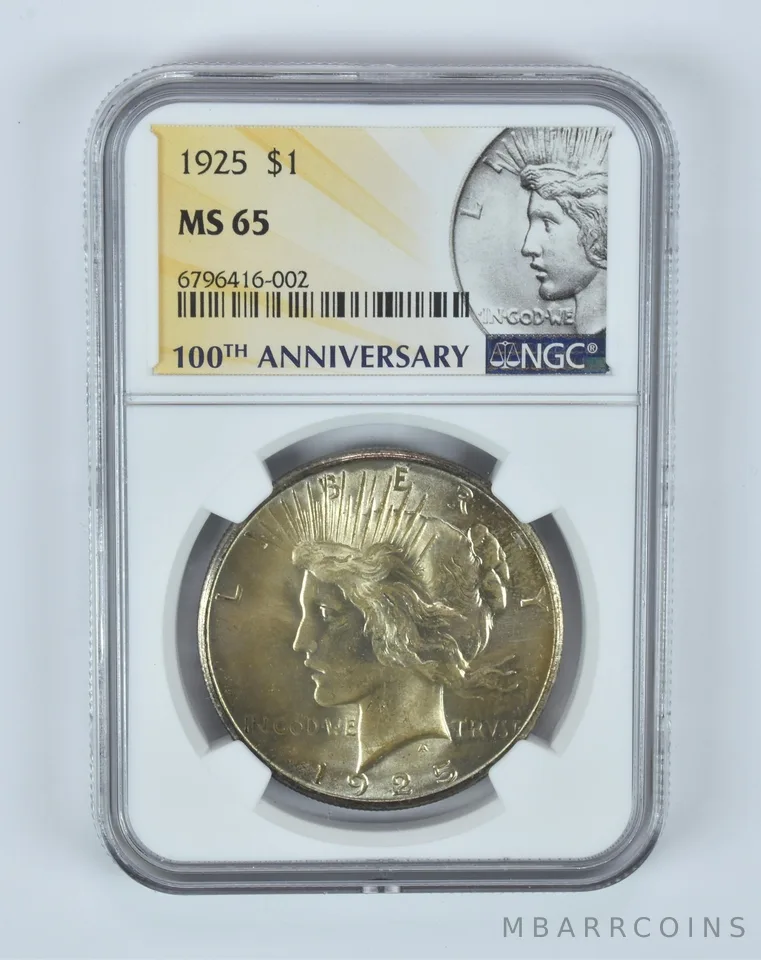 MS65 1925 Peace Silver Dollar NGC Beautifully Toned *8022