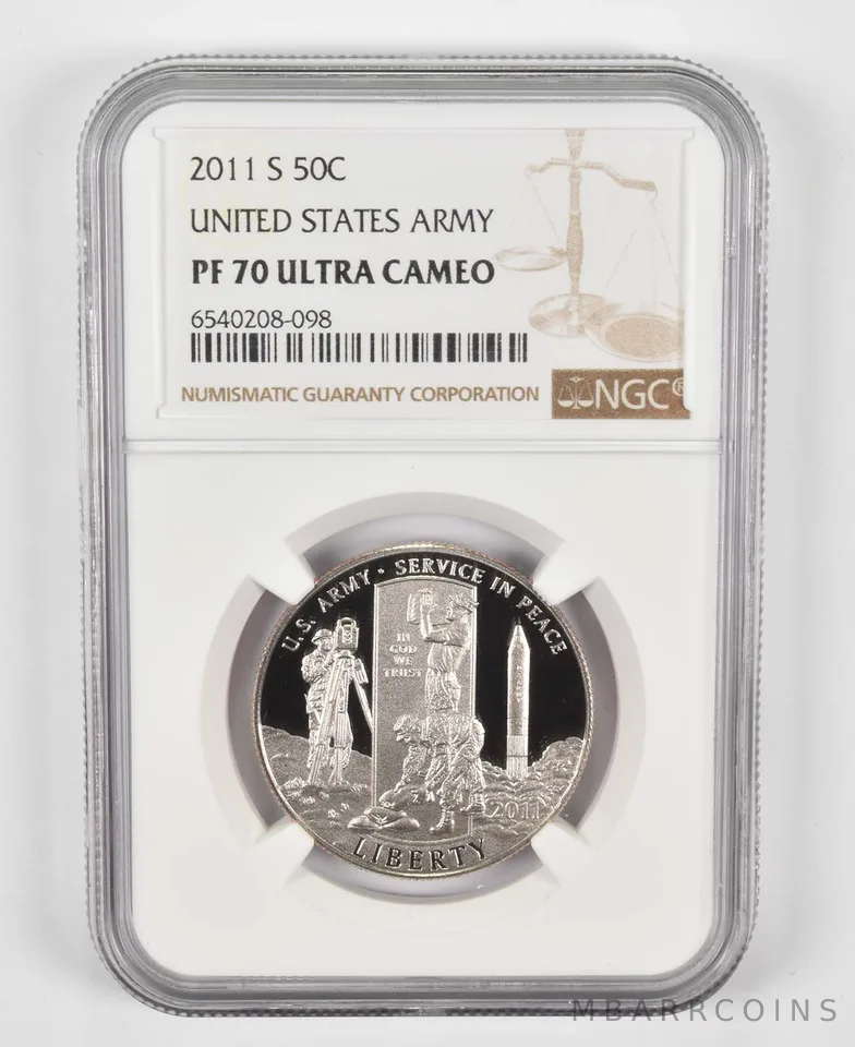 2011-S US Army Commemorative Half Dollar PF70 NGC Brown Label