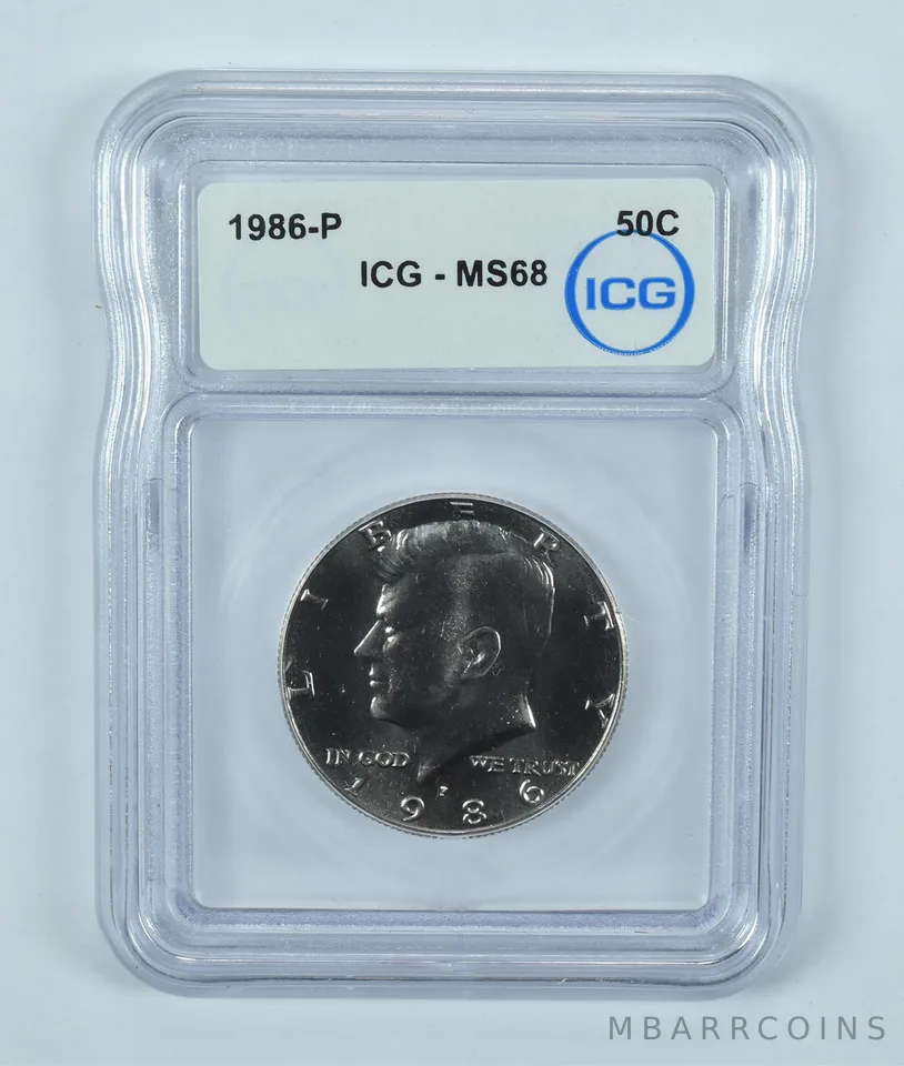 1986-P Kennedy Half Dollar MS68 ICG