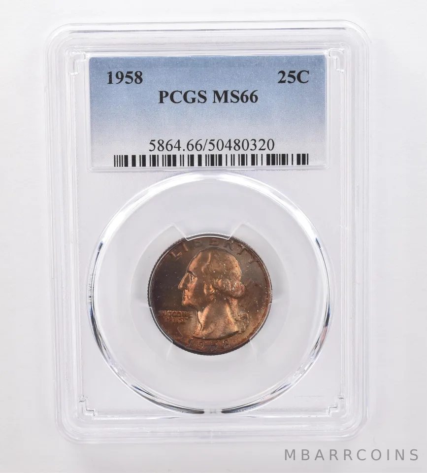 1958 Washington Quarter MS66 PCGS Beautiful Tone *0080