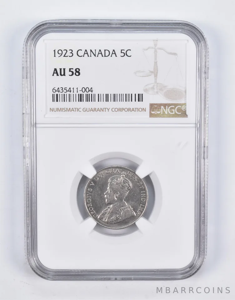 AU58 1923 Canada 5 Cents NGC a2173