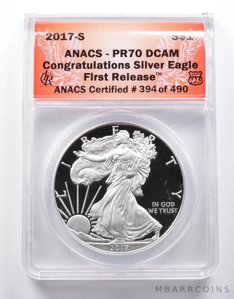 PR70 DCAM 2017-S American Silver Eagle Congratulations FR ANACS *8594