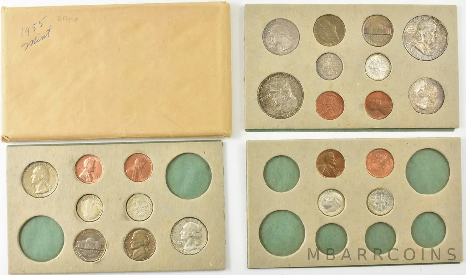 1955 US Mint P D S Mint Set Envelope Unc BU a5740