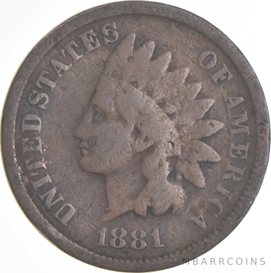 1881 Indian Head Cent AC Average Circ