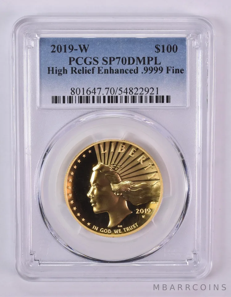 2019-W $100 American Gold Liberty High Relief 1 Oz Enhanced SP70 DMPL PCGS *1005