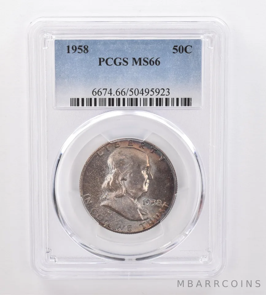 1958 Franklin Half Dollar MS66 PCGS Beautiful Tone *9980