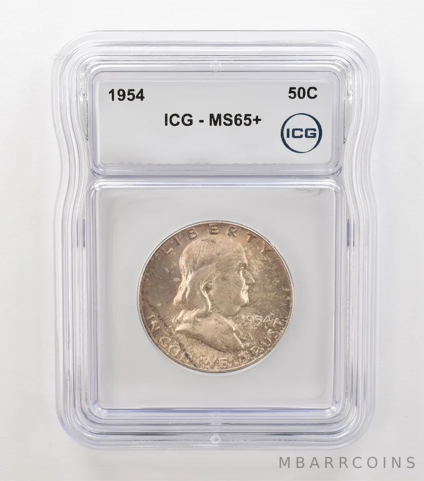1954 Franklin Half Dollar MS65+ ICG Beautiful Tone a6876
