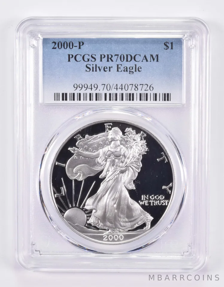 2000-P American Silver Eagle PR70 DCAM PCGS Blue Label