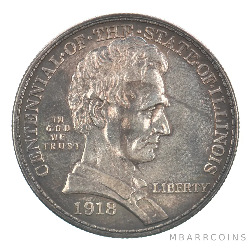 1918 Illinois Commemorative Half Dollar Beautiful Tone a0241