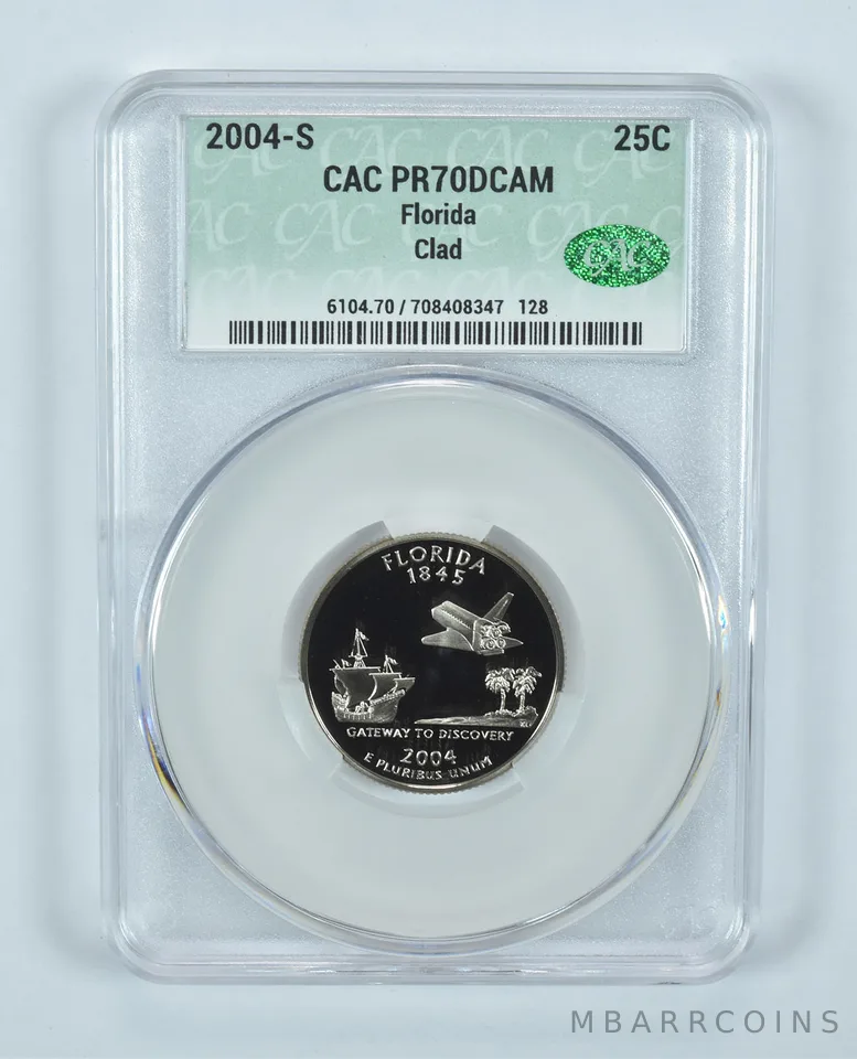 2004-S Washington State Quarter Florida CLAD PR70 DCAM CAC CACg