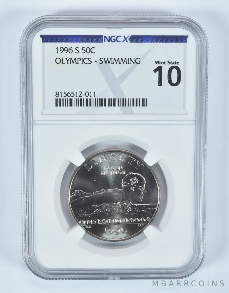 1996-S Olympic Swimming Commemorative Half Dollar MS 10 NGC X NGCX