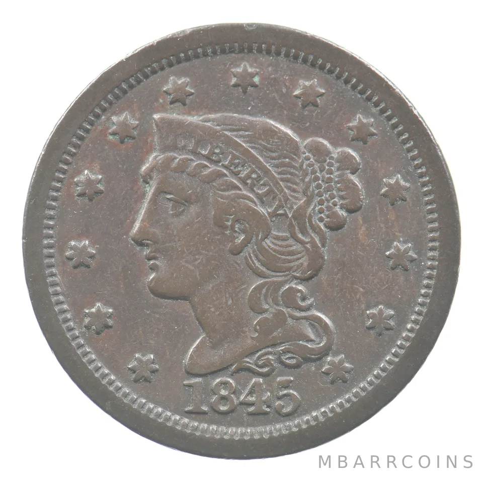 1845 Braided Hair Large Cent a3365