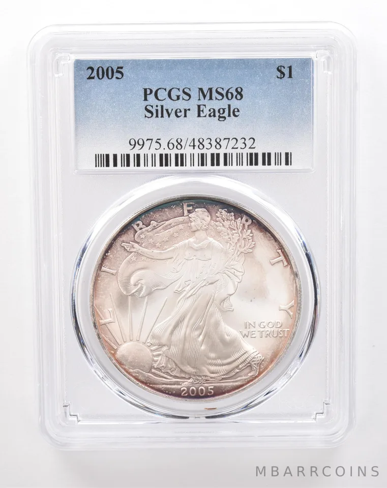 2005 American Silver Eagle MS68 PCGS Peripheral Tone *2847