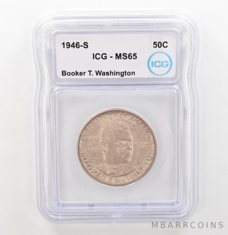 1946-S Booker T Washington Commemorative Half Dollar MS65 ICG Nice Tone *3903