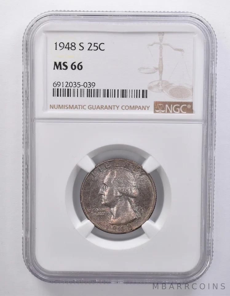1948-S Washington Quarter MS66 NGC Beautiful Tone a7165