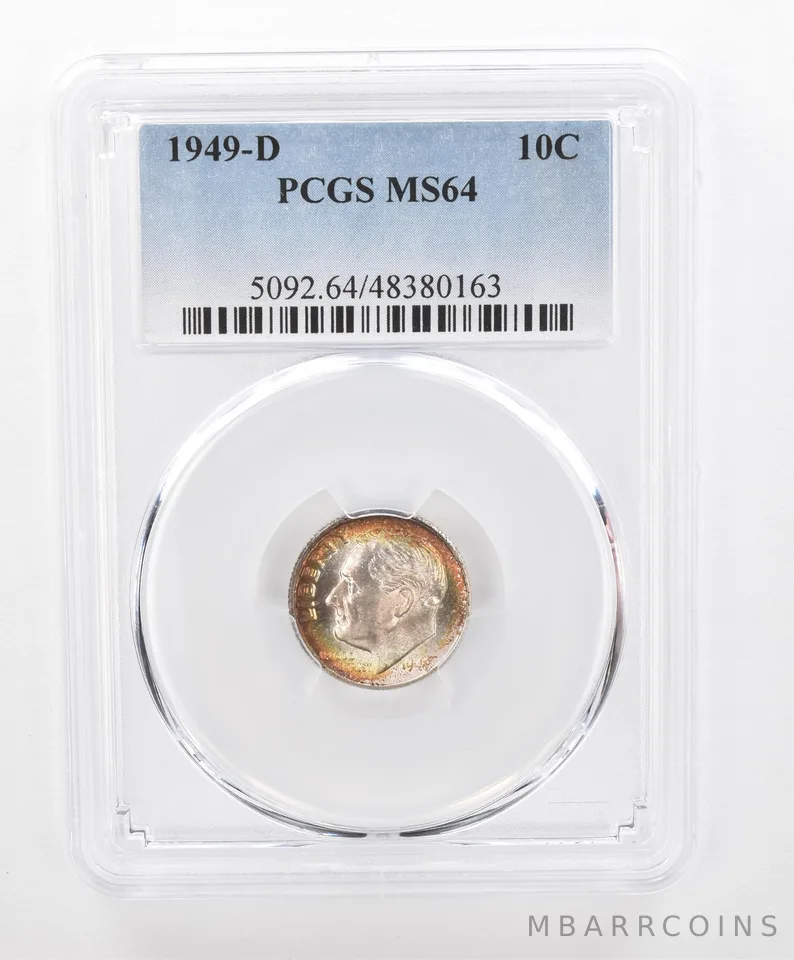 1949-D Roosevelt Dime MS64 PCGS Beautiful Tone *2713