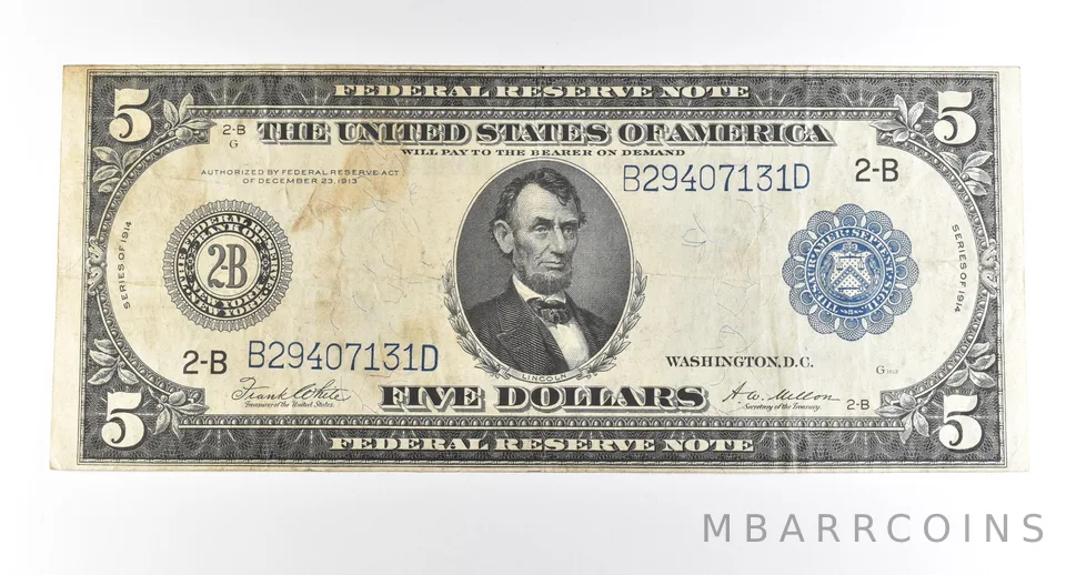 1914 $5 New York NY FRN Large Note Blue Seal *2756