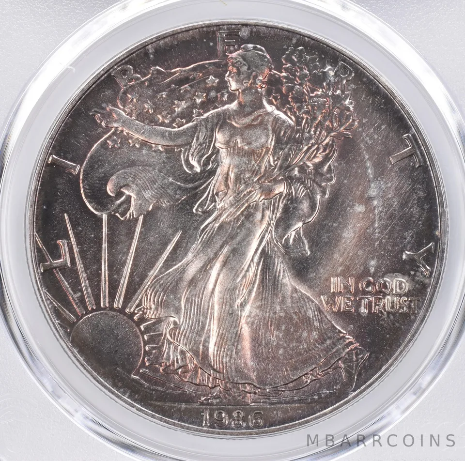 1986 American Silver Eagle MS65 PCGS Beautiful Tone *1464