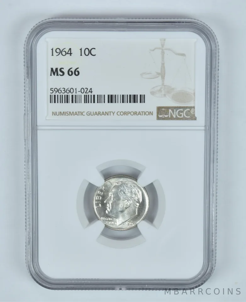 MS66 1964 Roosevelt Dime - Graded NGC Toned! *9058