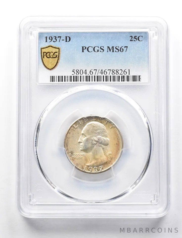 MS67 1937-D Washington Quarter PCGS *0547