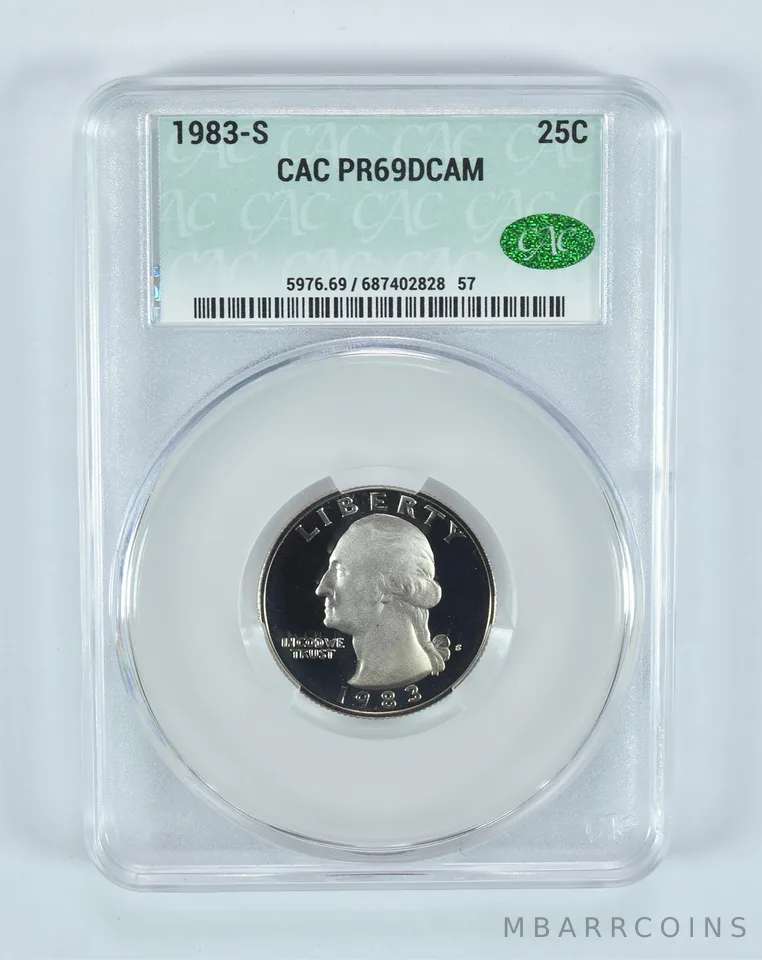 1983-S Washington Quarter PR69 DCAM CAC CACg