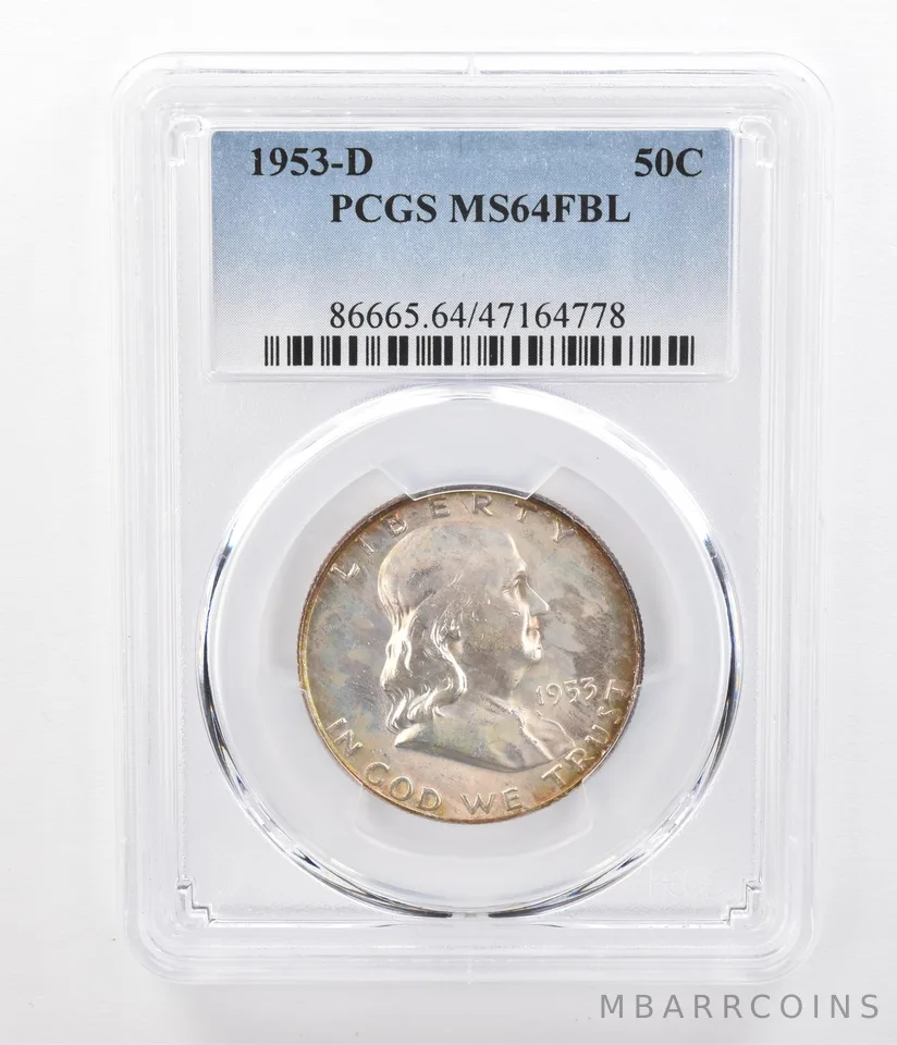 1953-D Franklin Half Dollar MS64 FBL PCGS Beautiful Tone a0630