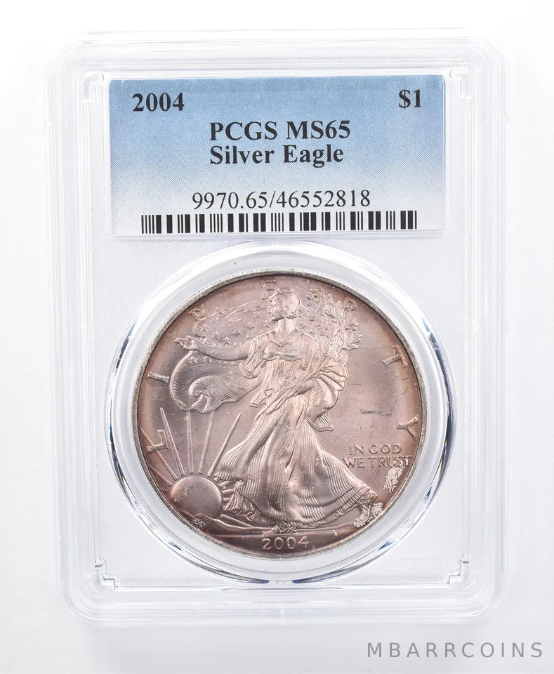 2004 American Silver Eagle MS65 PCGS Dusky Tone *8599