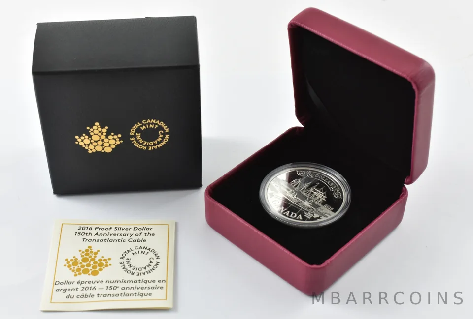 2016 Canada 1 Dollar Silver 150th Anniv. Of The Transatlantic Cable W/ OGP *3509