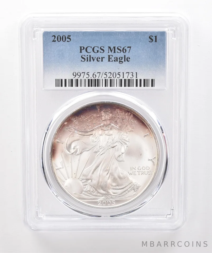 2005 American Silver Eagle MS67 PCGS Beautiful Tone *2001