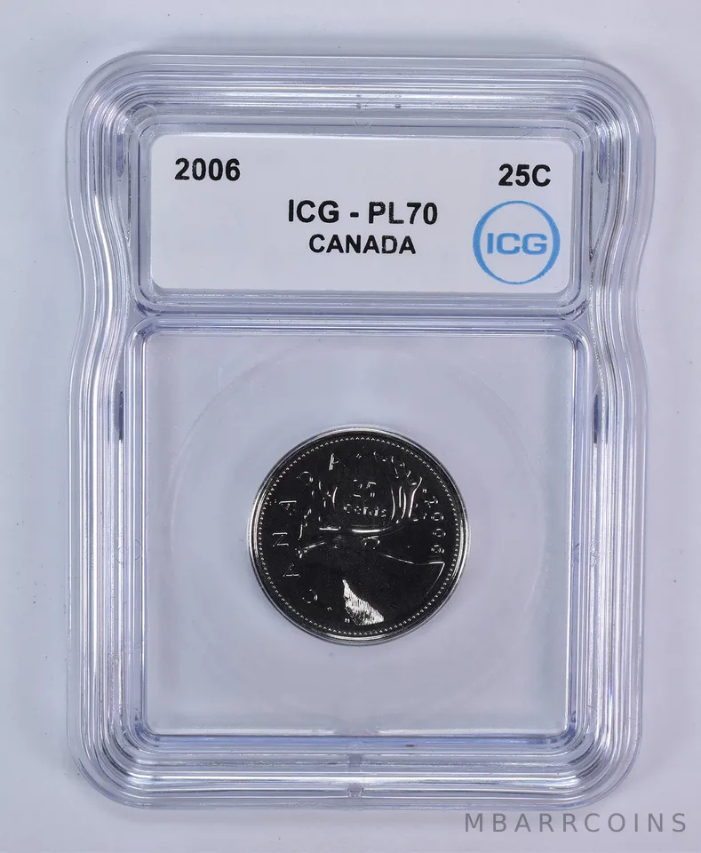 2006 Canada 25 Cents Caribou PL70 ICG