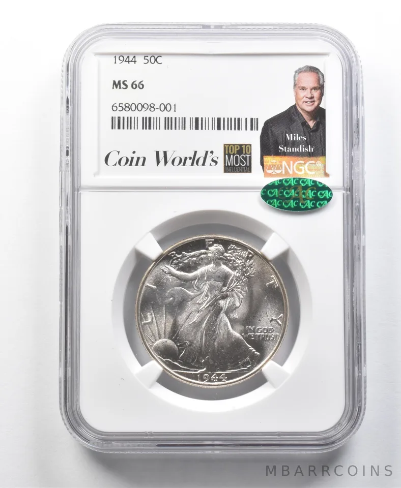 1944 Walking Liberty Half Dollar Miles Standish MS66 NGC CAC *8557