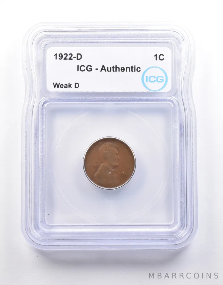 1922-D Lincoln Wheat Cent Weak D Authentic ICG *5199