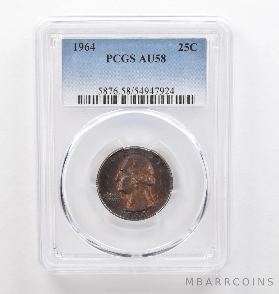 1964 Washington Quarter AU58 PCGS Beautiful Tone *0315