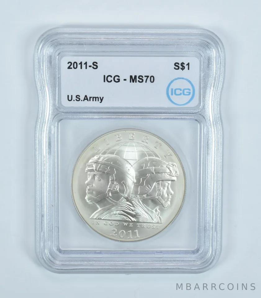 2011-S US Army Commemorative Silver Dollar MS70 ICG