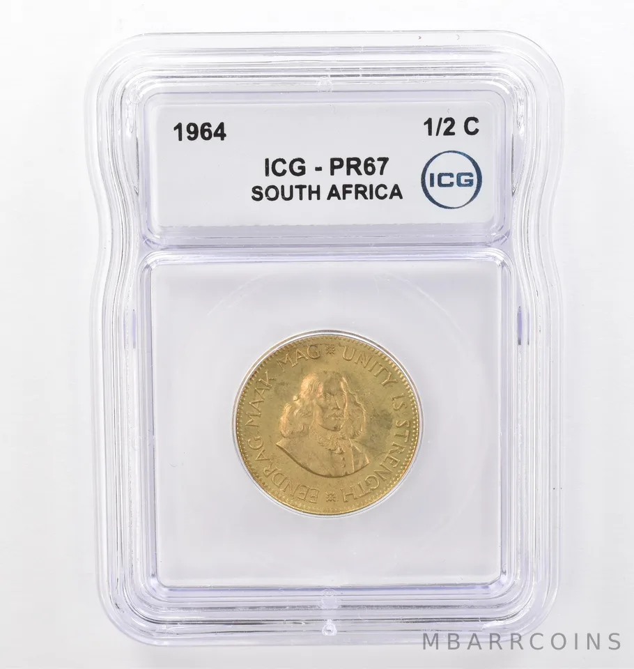 1964 South Africa Half Cent PR67 ICG Beautiful Tone *0094