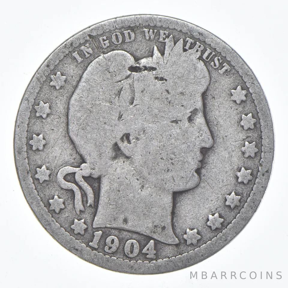1904-O Barber Quarter Average Circ