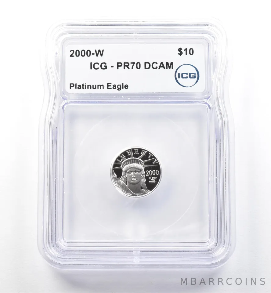 2000-W $10 American Platinum Eagle 1/10 Oz Platinum PR70 DCAM ICG