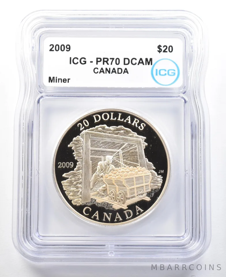 2009 Canada 20 Dollars Silver Miner PR70 DCAM ICG *3061