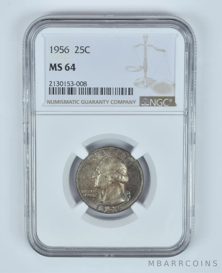 MS64 1956 Washington Quarter NGC Insane Tone/Color a5702