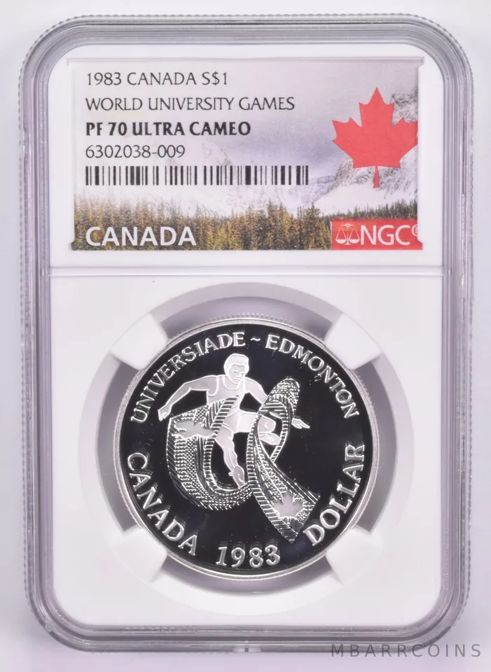 1983 Canadian $1 Silver Dollar World Uni Games PF70 UCam NGC