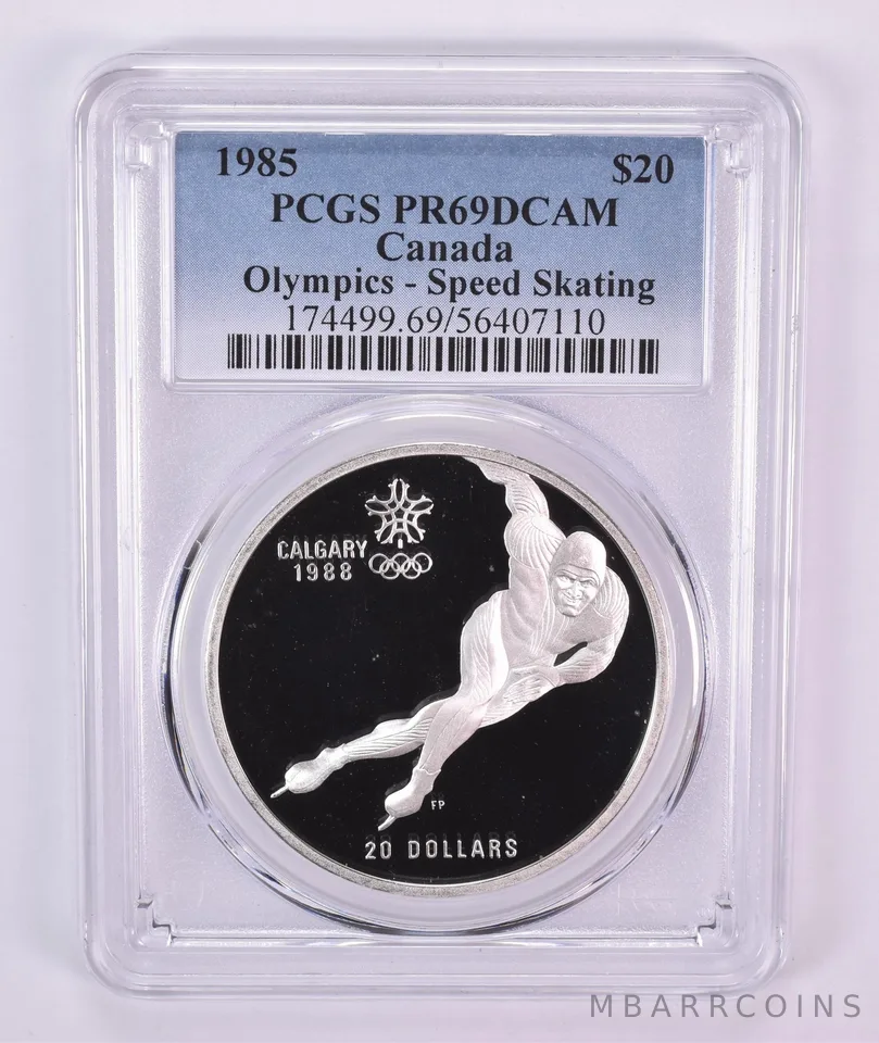 1985 Canada 20 Dollars Calgary Olympics Speed Skating PR69 DCAM PCGS