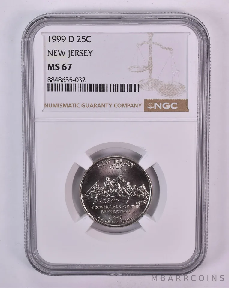 1999-D Washington State Quarter New Jersey MS67 NGC Brown Label
