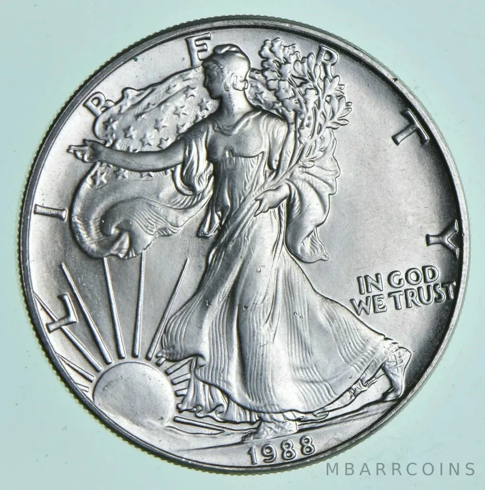1988 Unc American Silver Eagle 1 Troy Oz .999 Fine Silver