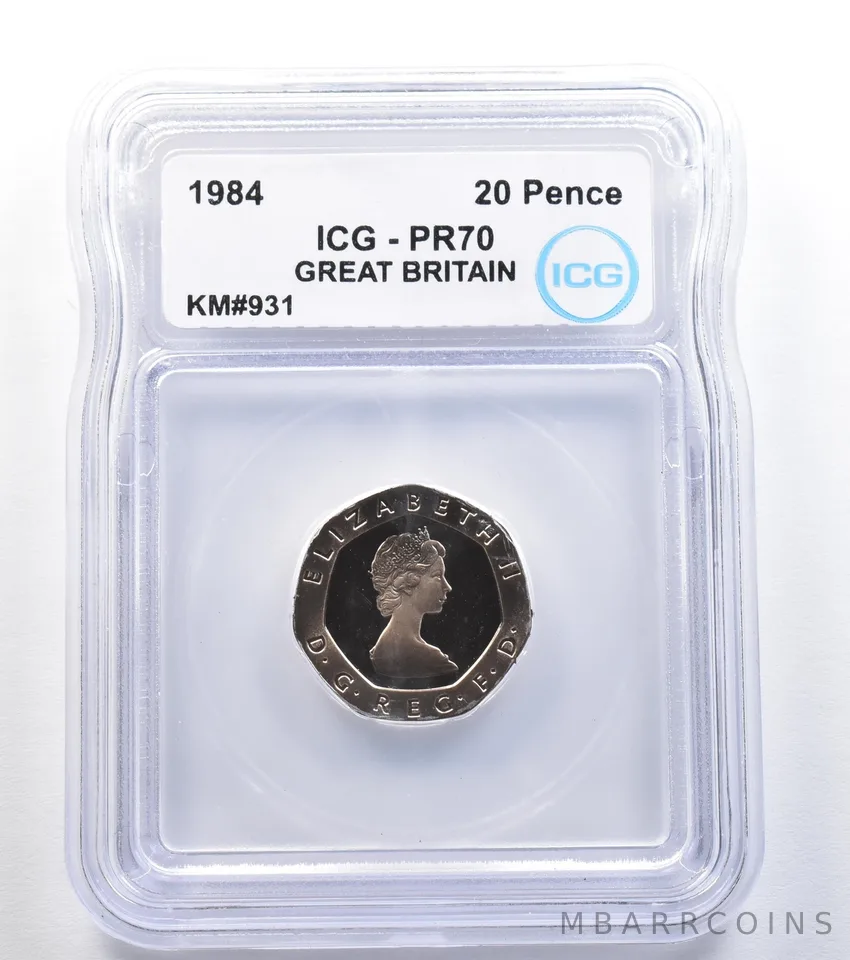 1984 Great Britain 20 Pence KM#931 PR70 ICG *7833
