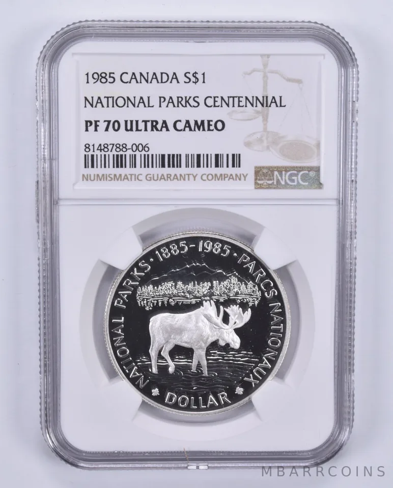 1985 Canada 1 Dollar Silver National Parks Centennial PF70 UCAM NGC Brown Label