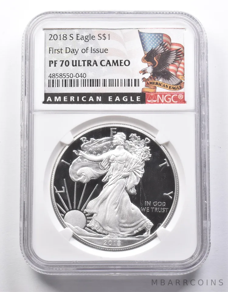 PF70 UCAM 2018-S American Silver Eagle FDOI NGC *8631