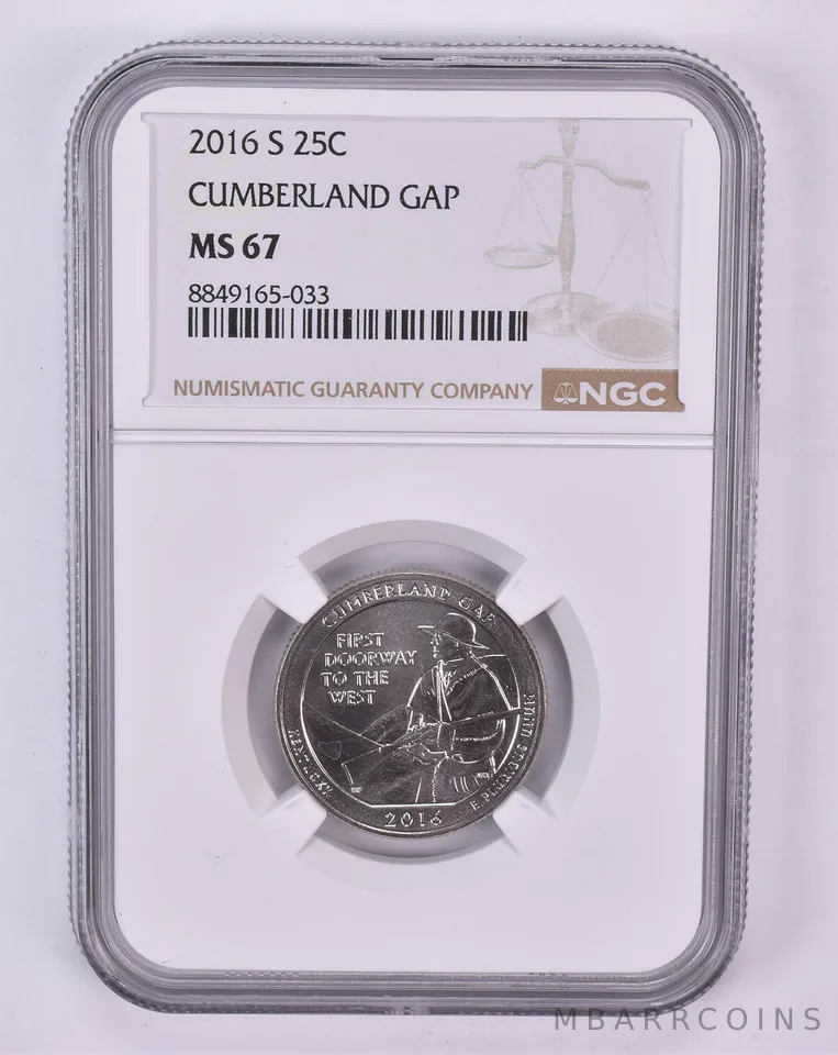 2016-S Washington Quarter Cumberland Gap ATB MS67 NGC Brown Label