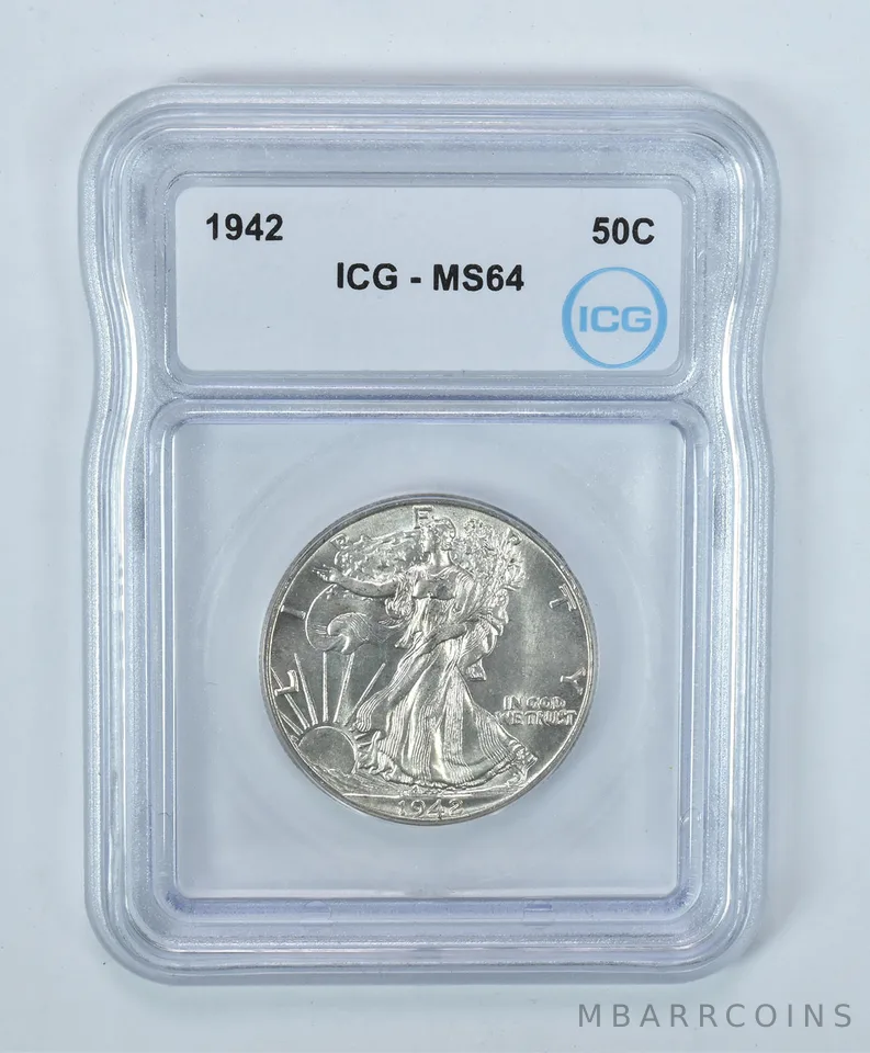 1942 Walking Liberty Half Dollar MS64 ICG