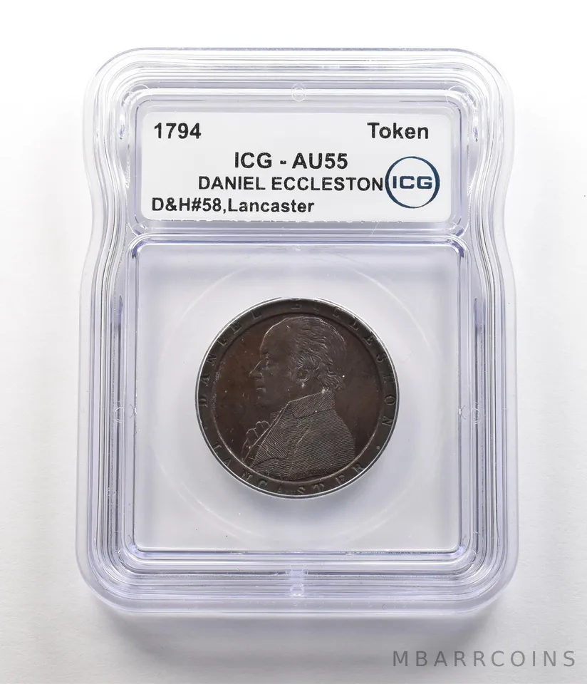 1794 Lancaster Half Penny Token Daniel Eccleston D&H#58 AU55 ICG *6757